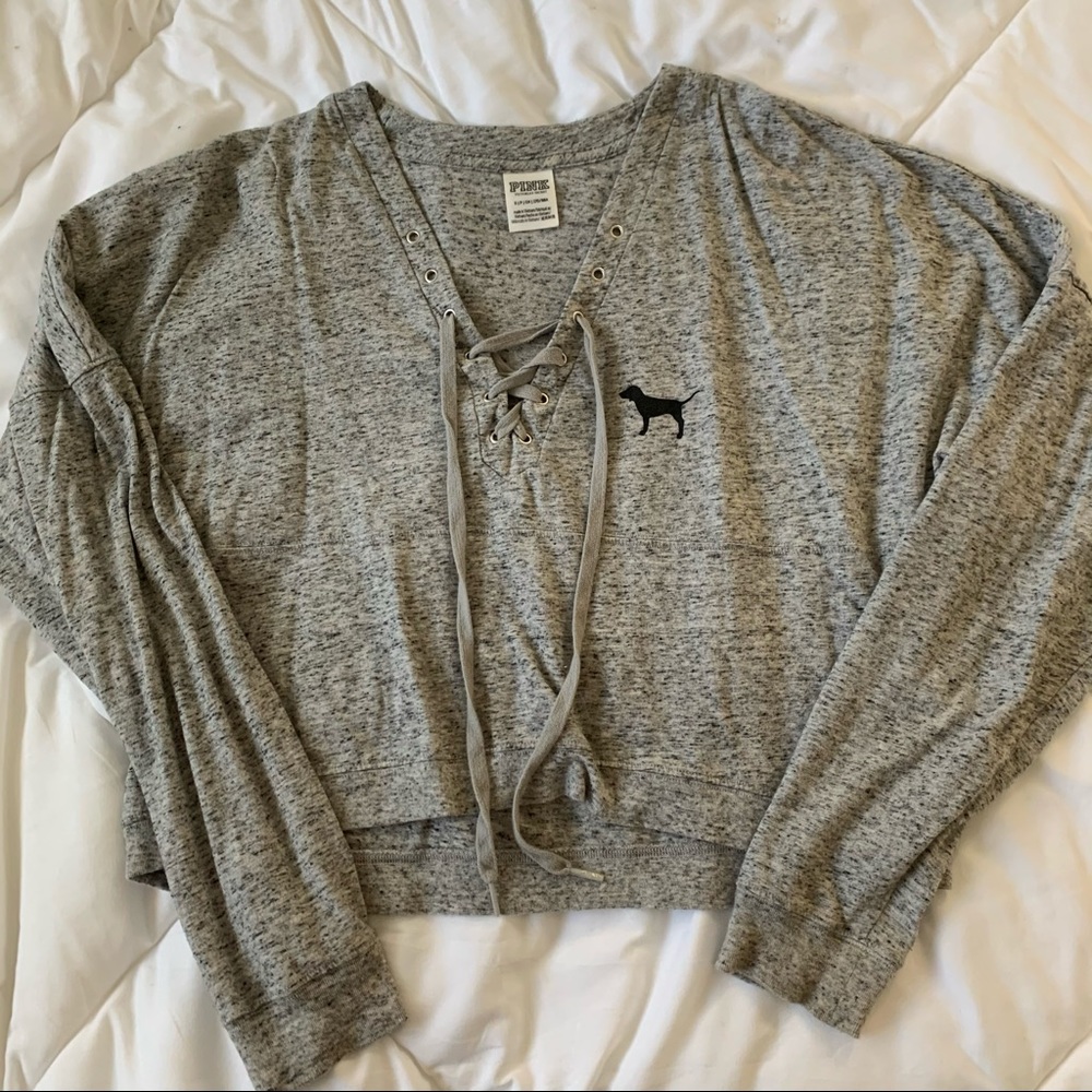Victoria secret pink cropped long sleeve tee